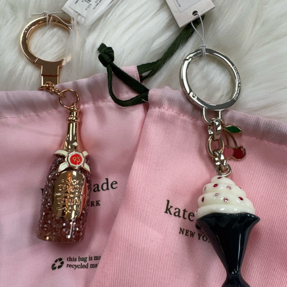 Kate Spade Gold and Silver Keychains/bag charms